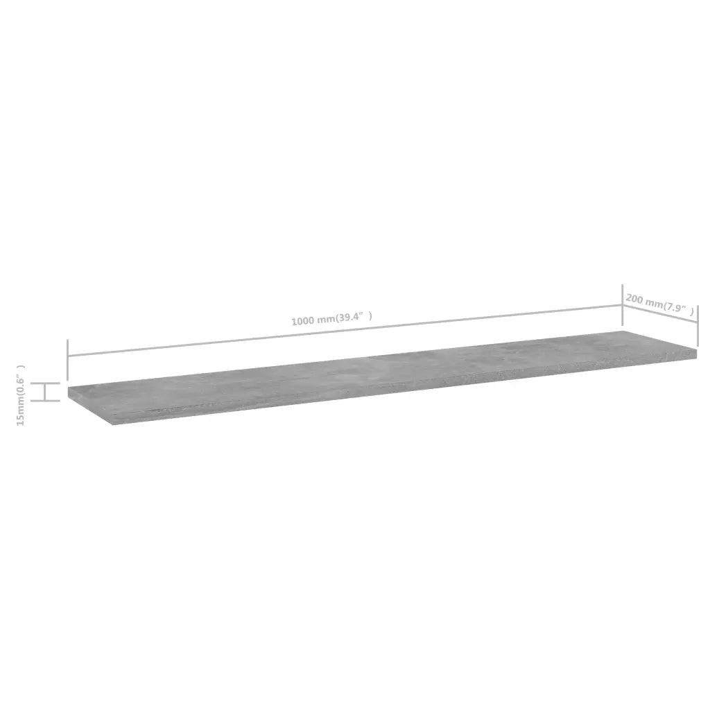 Ripiani Libreria 8pz Grigio Cemento 100x20x1,5cm Multistrato 805387
