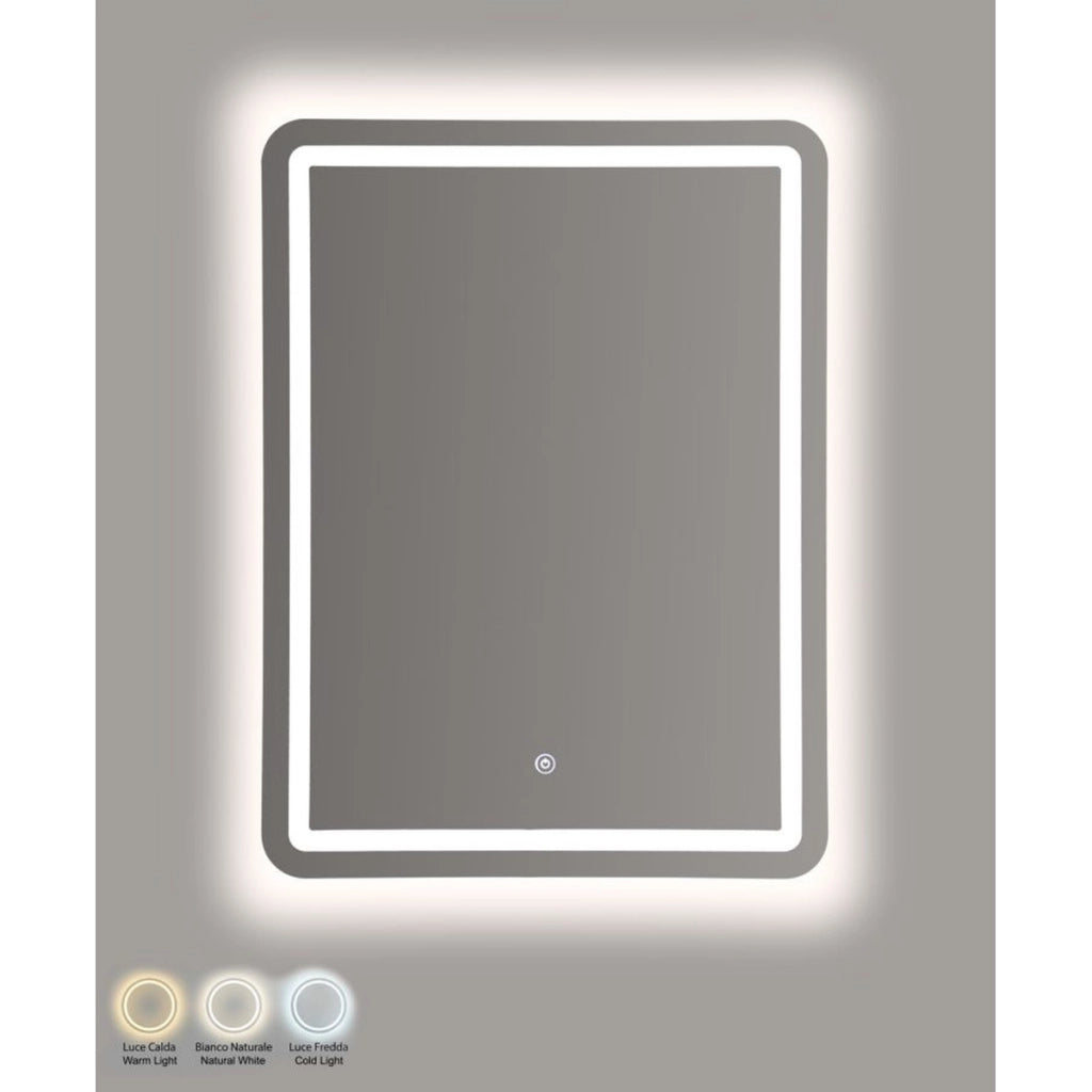 Specchio con LED VKH1058, Argento, Vetro, 60x3,5x80 cm