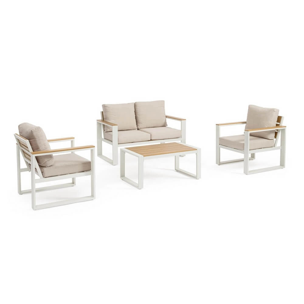 Set da 4 Salotto da Giardino in Alluminio con Cuscini e Tavolino - TALVION