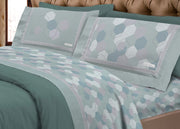 Completo Lenzuola Letto Calda Flanella 100% Cotone Disegno Bologna - Singolo - Verde