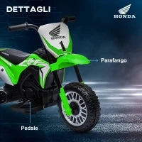 Moto Elettrica per Bambini con Licenza Honda CRF450RL a 3 Ruote, Età 18-36 Mesi, Verde