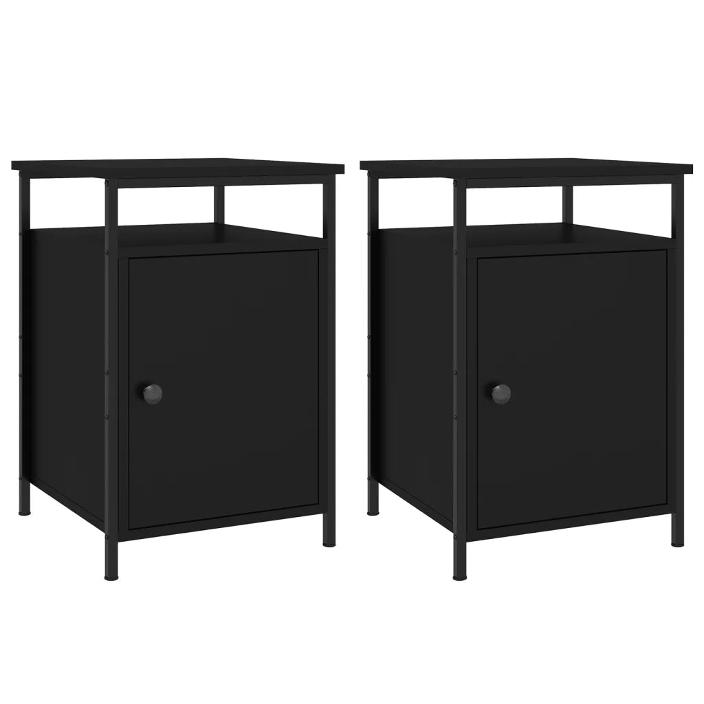 Comodini 2 pz-Set di 2 Tavolino da notte Neri 40x42x60 cm in Legno Multistrato
