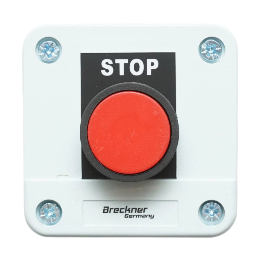 Alloggiamento pulsante di comando STOP rosso con ritorno 1NC Breckner Germany