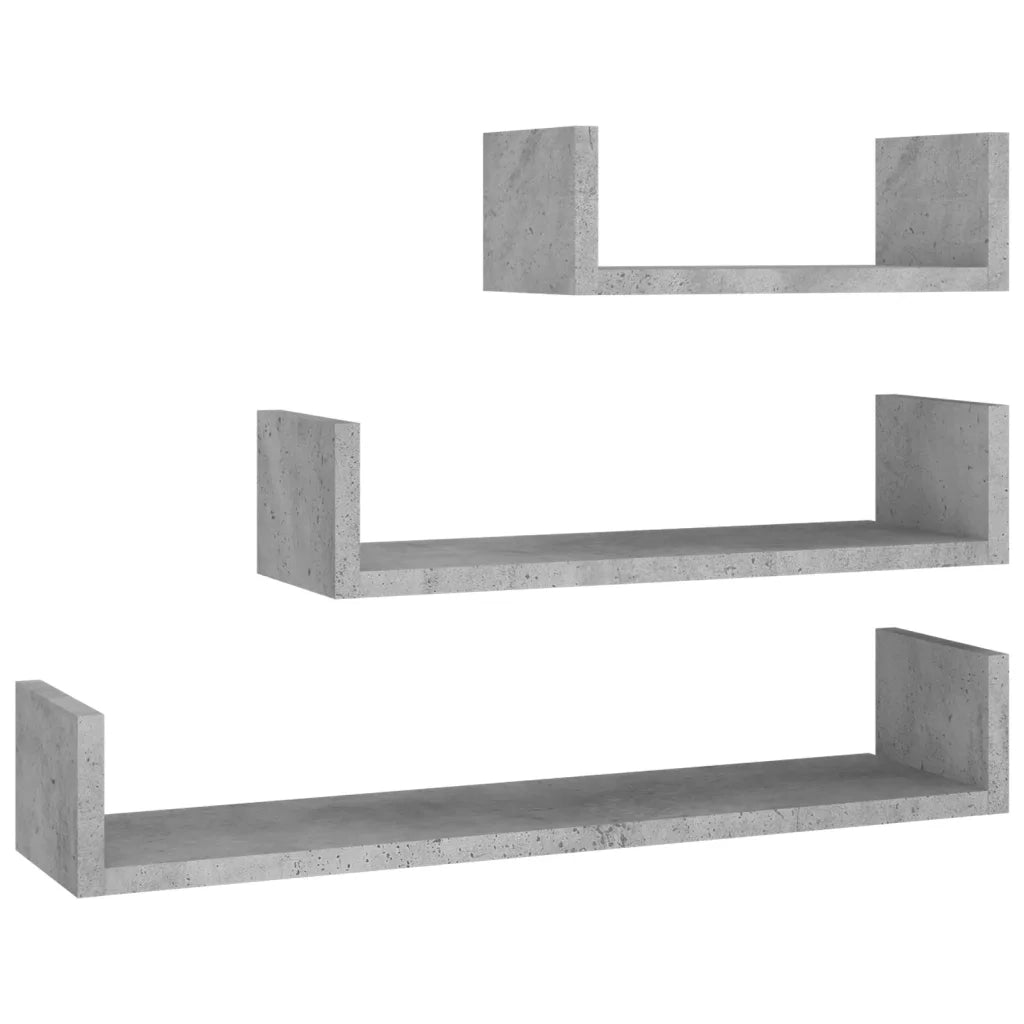 Mensole a Muro 3 pz Grigio Cemento in Legno Multistrato 800202