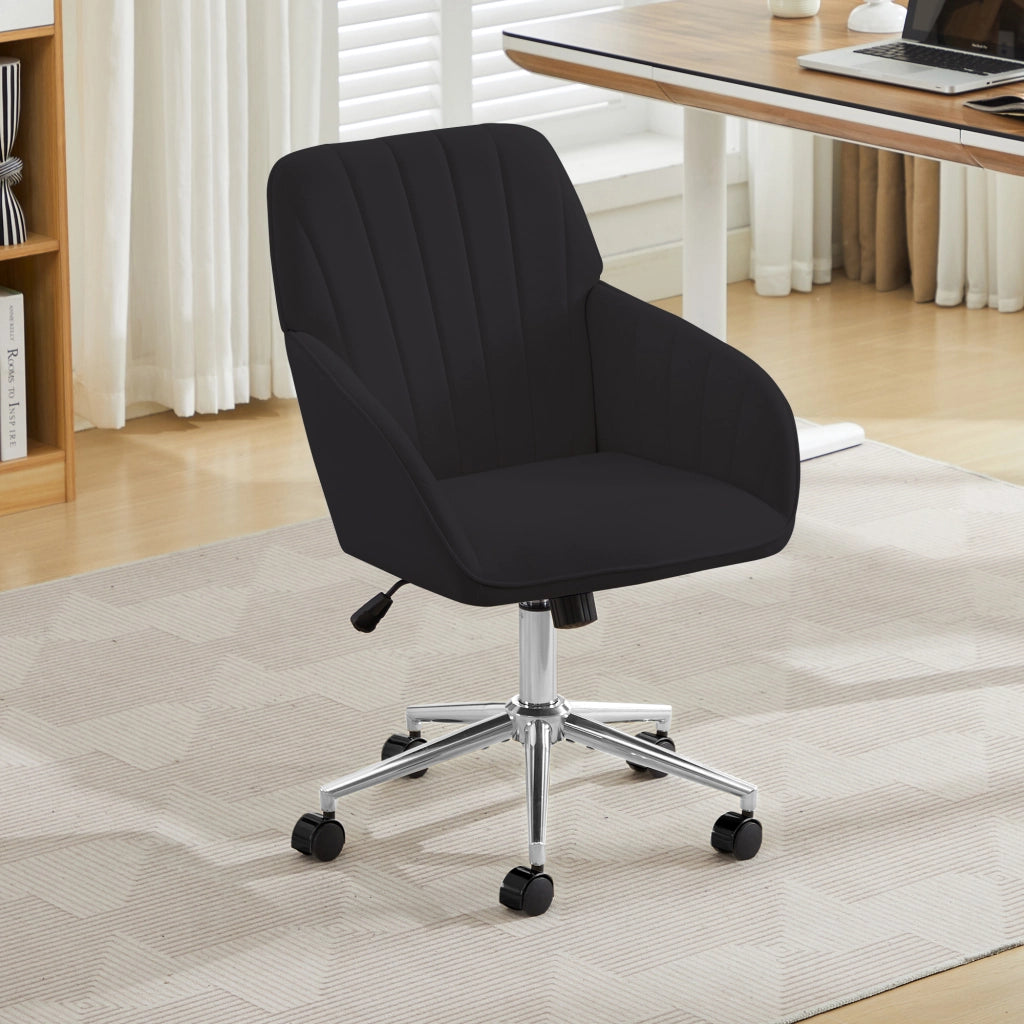 SEDIA DA UFFICIO Girevole Regolabile 57x29x52 cm Velluto Nero