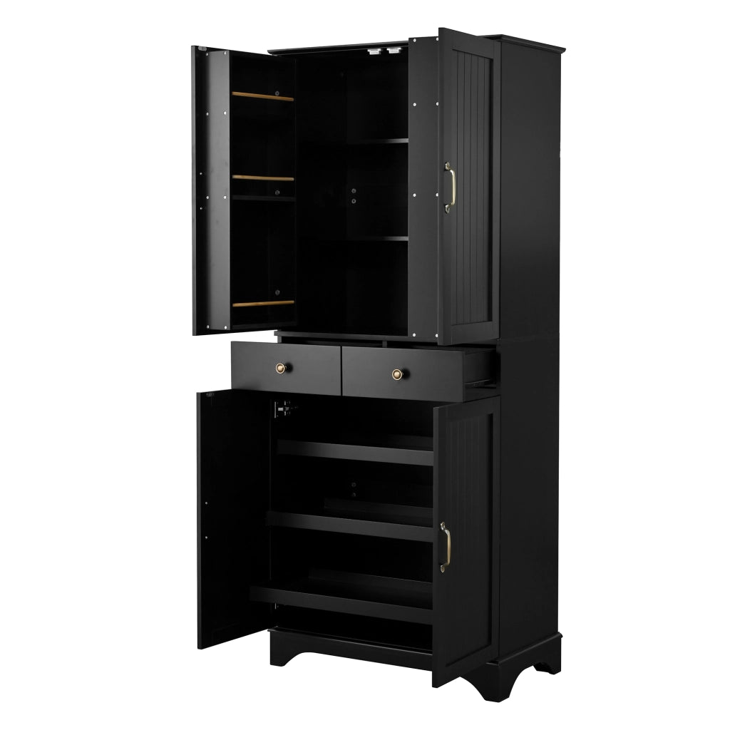 Libreria Alta con Ripiani Regolabili e Cassetti ¨C MINIMAL ¨C Nero, Soggiorno e Cucina