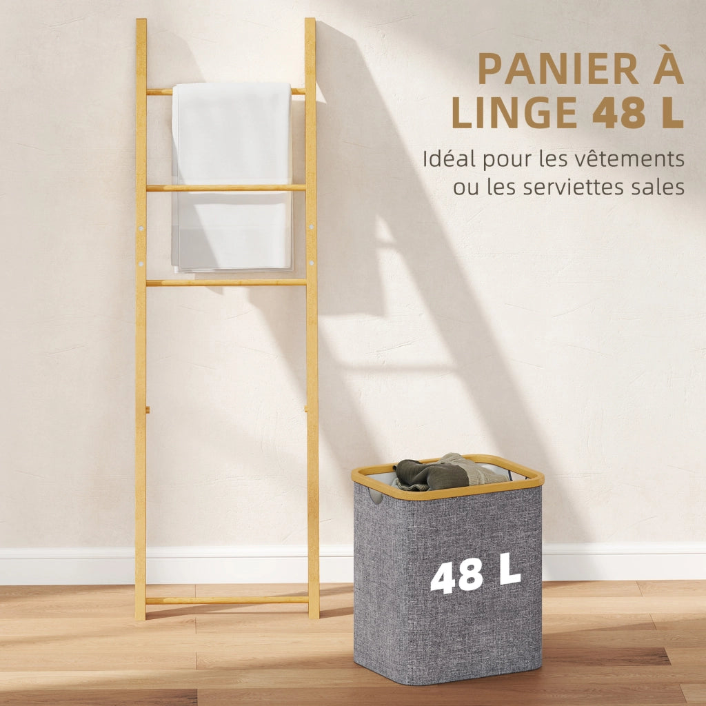 Scala Portasciugamani con Cestino ¨C zephmum ¨C Grigio Bamb¨´ 43x35x133 cm