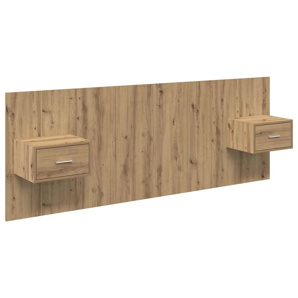 Testata con Comodino 3 pz-Set di 3 Testiera con Contenitore Rovere artigianale Legno multistrato 359940