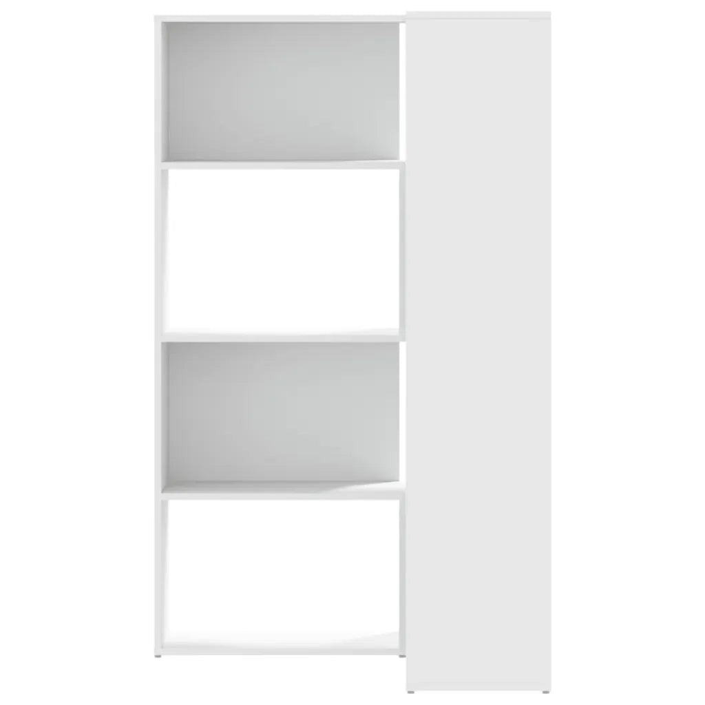 Libreria Angolare 4Ripiani Bianca 85x85x140cm Legno Multistrato