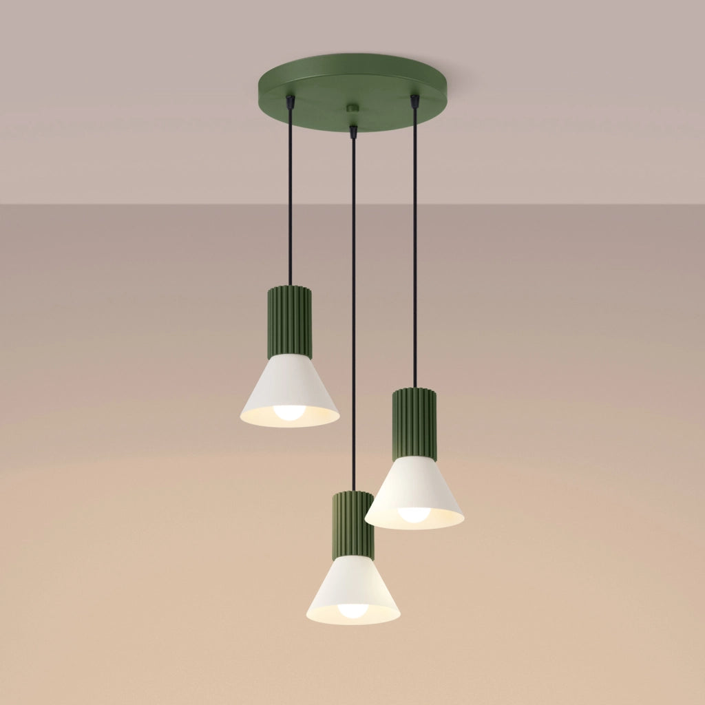 Lampada a sospensione moderna tripla verde/beige E14 MOLDEA
