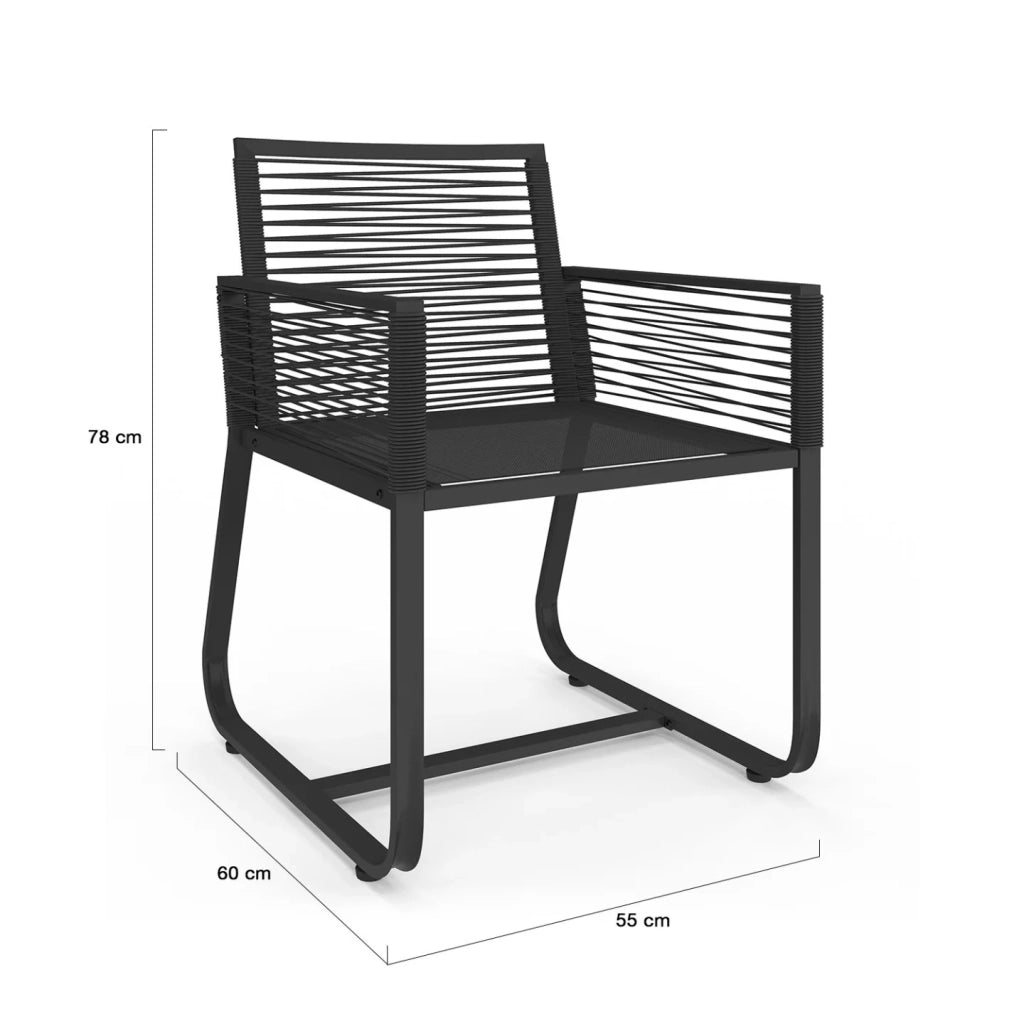 IDMarket - Set di 2 poltrone da giardino ODESSA in metallo e corda nera