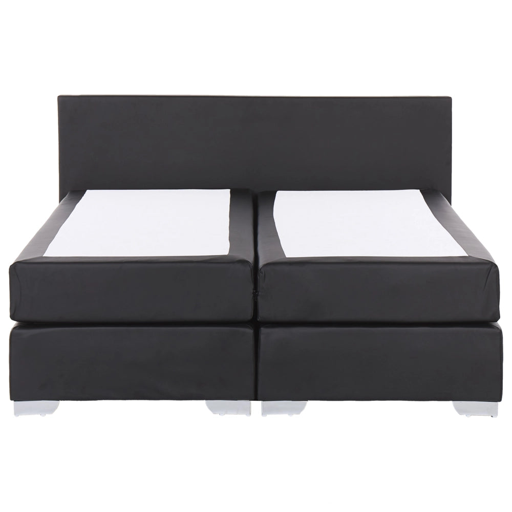 Letto Boxspring in Tessuto Nero con Materasso a Molle 180 x 200 cm