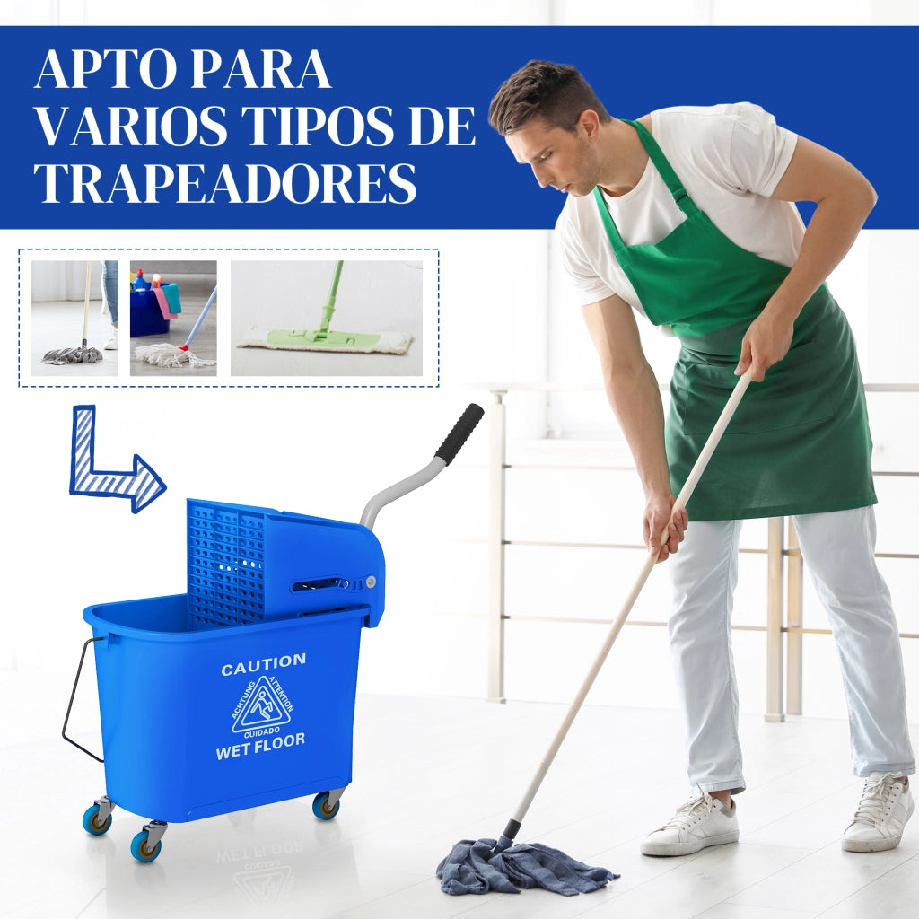 Secchio per Fregona con Ruote 20 L ¨C Zephmum ¨C Blu