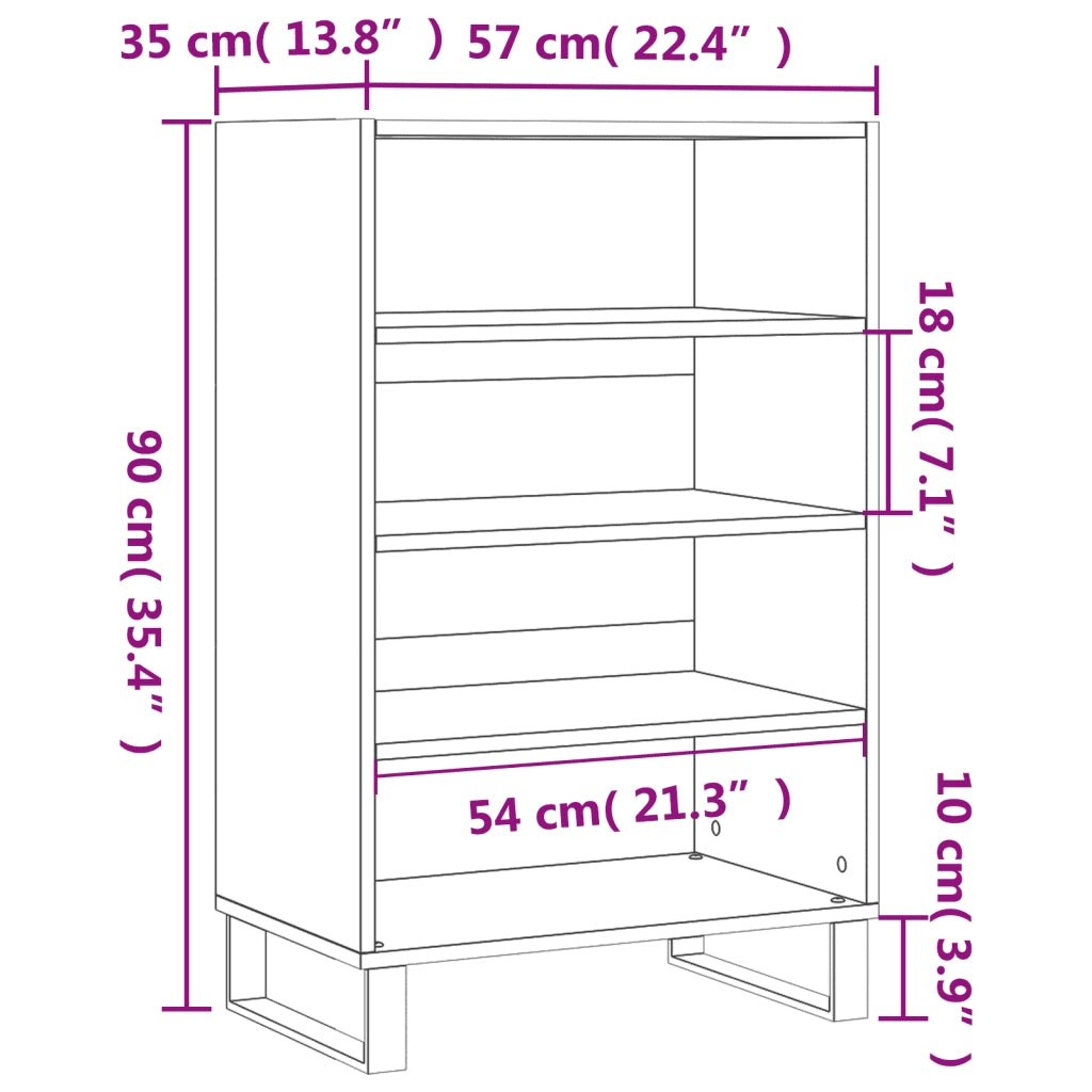 Credenza | Madia | Buffet da pranzo | Armadio da pranzo Bianca 57x35x90 cm in Legno Multistrato