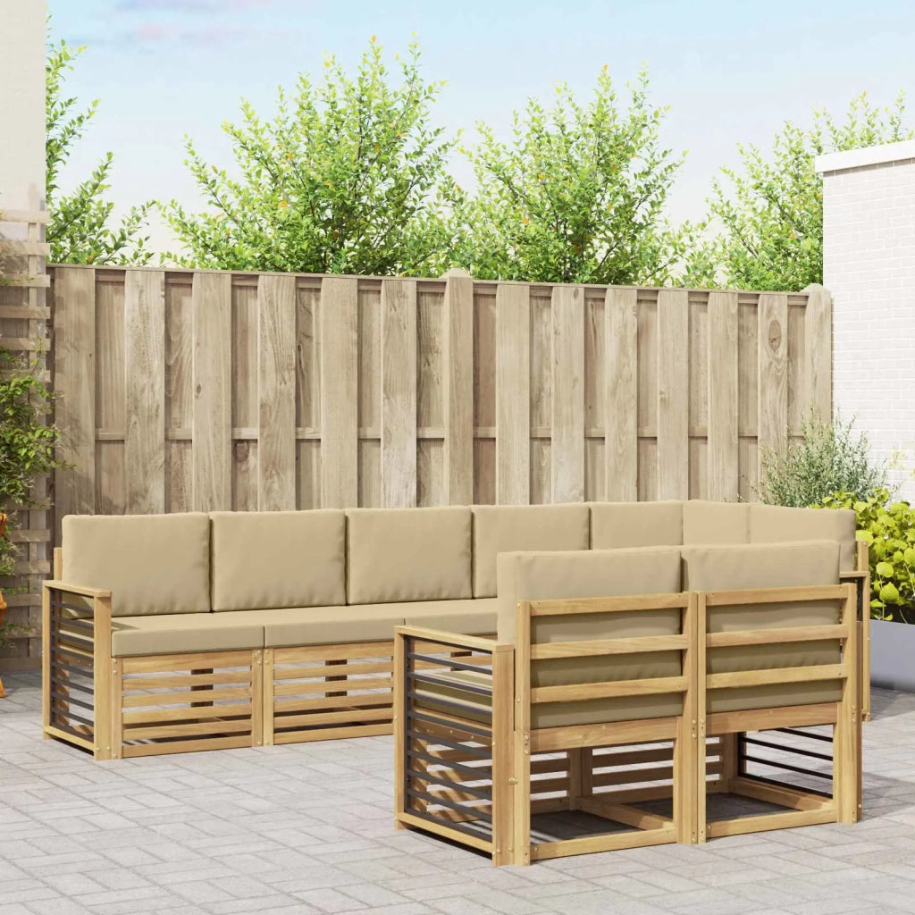 Set di divani da esterno 8 pcs Bianco e Beige