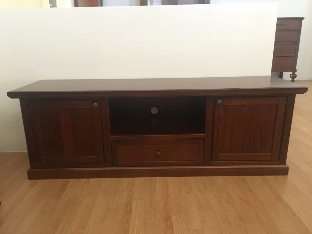 Porta tv arte povera in legno tinta noce 160x45h56 (587) - Mobili 2G