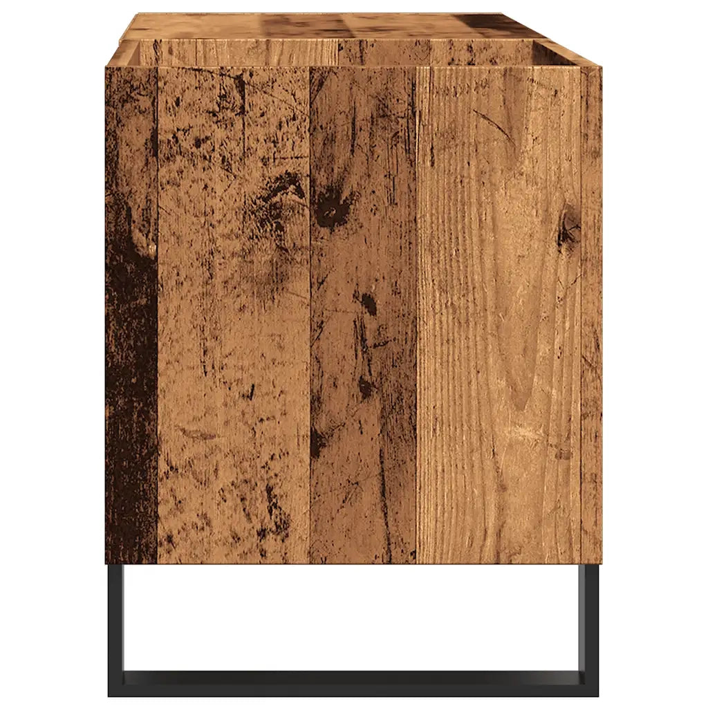 Mobile porta dischi vintage in legno 84,5 x 38 x 48 cm ampio spazio contenitivo stile industriale legno invecchiato 02_0051124