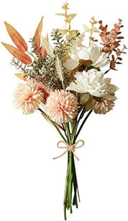 Bouquet di fiori artigianali con pionieri e hortensie - Fiori di seta champagne per decorazione