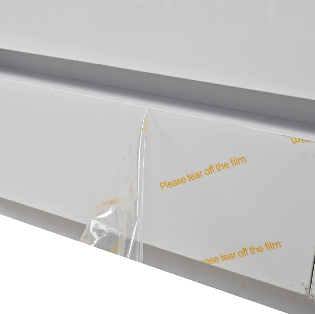 Tavolino da caffè moderno bianco 100x50x40 cm con 4 cassetti; LED; vetro temperato