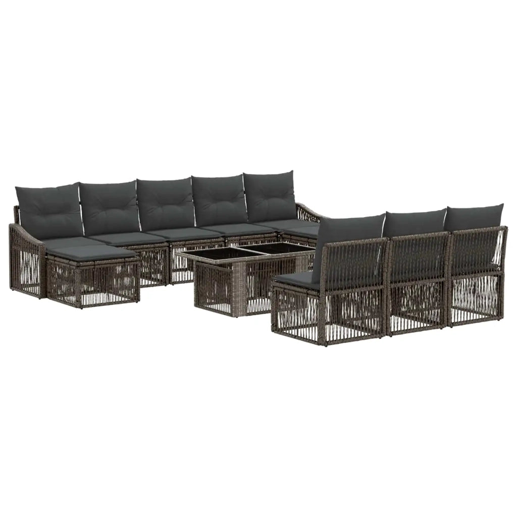 Set Divano da Giardino 11 pz Grigio e Grigio Scuro polyrattan 3437306
