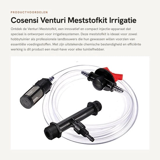 Kit di miscela compatta per iniezioni - 1/2 pollice Ingresso/uscita - Tubo idraulico - Regolatore di flusso - Filtro - Plastica tecnica - Sistema di irrigazione
