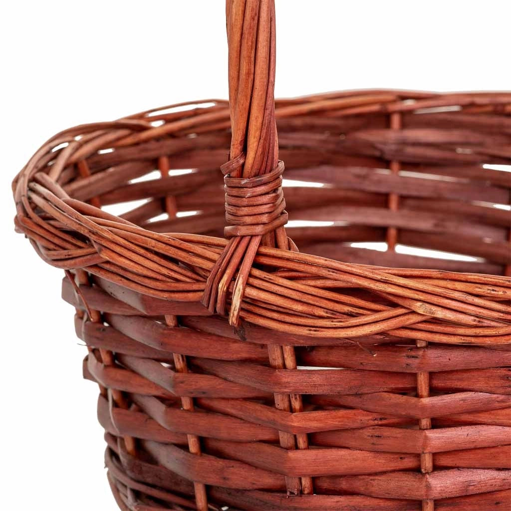 Set di 3 cestini in vimini con manici marroni