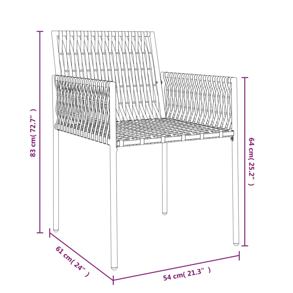 Sedie da Giardino con Cuscini 4pz Nere 54x61x83cm in Polyrattan 3187089