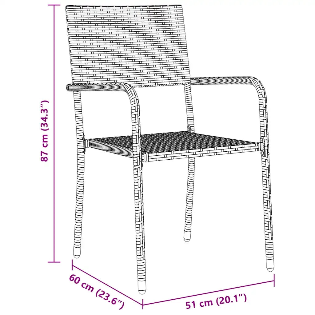 Set da Pranzo per Giardino con cuscino 3 pcs Grigio polyrattan 3379912