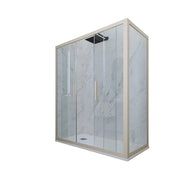 Box doccia 2 ante scorrevoli 75x120 CM H 200 Vetro Trasparente Profilo Champagne mod. Glam Duo
