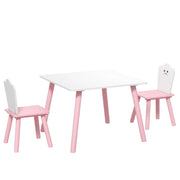 Set tavolo e sedie per bambini, 3 pezzi, 1 tavolo, 2 sedie, rosa e bianco
