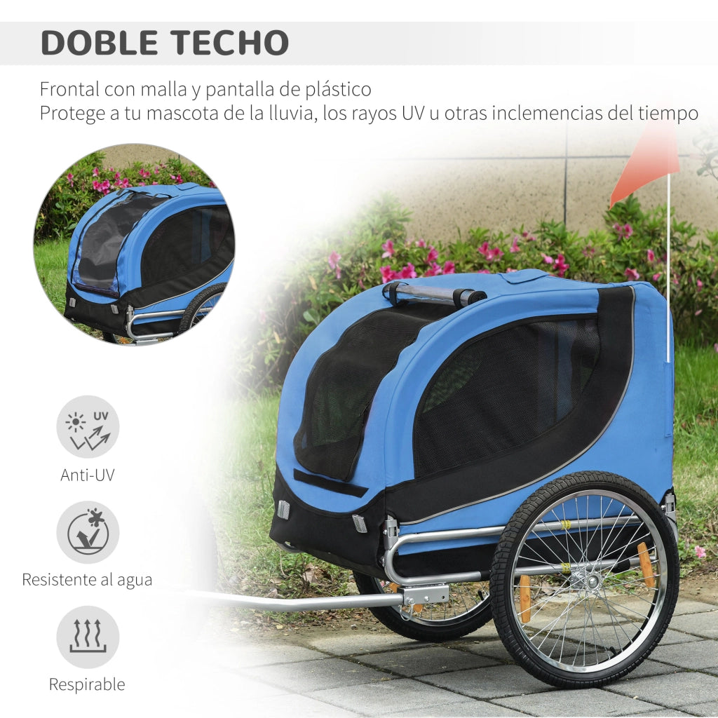 Rimorchio Bicicletta per Cani ¨C zephmum ¨C 130x73x90 cm Azzurro Nero