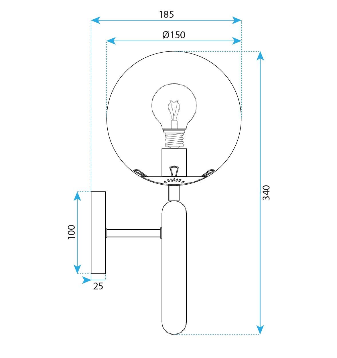 Lampada Da Parete G097-1w Black
