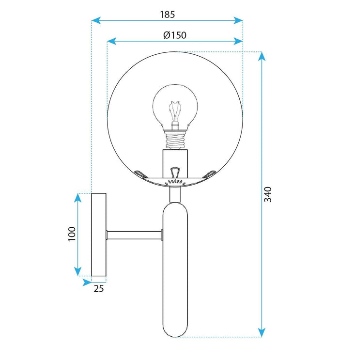 Lampada Da Parete G097-1w Black