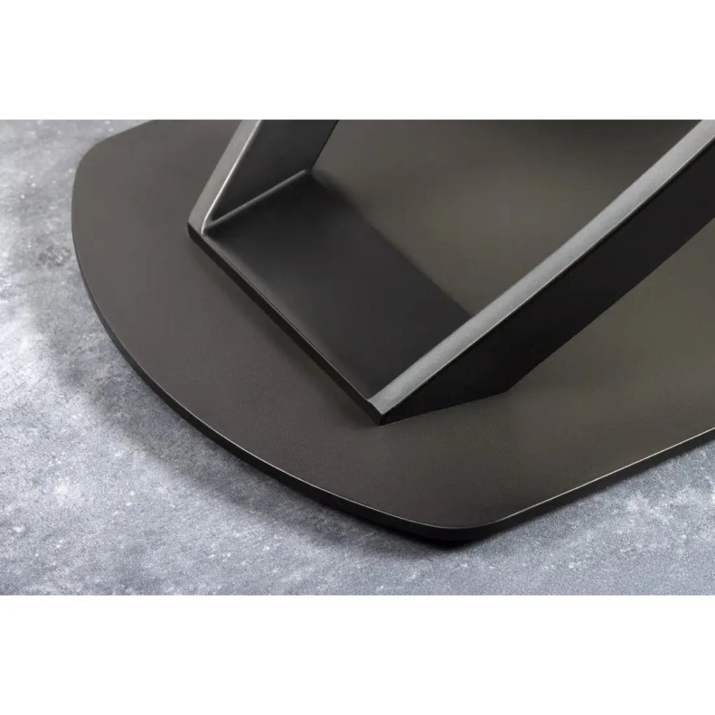 Tavolo ATONIA – Ovale estensibile 130 a 190 cm – Piano in ceramica effetto marmo bianco – Piedi in metallo – Stile moderno