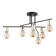 Plafoniera loft metallo nero oro PANAMA Alfa 6xE27 66cm