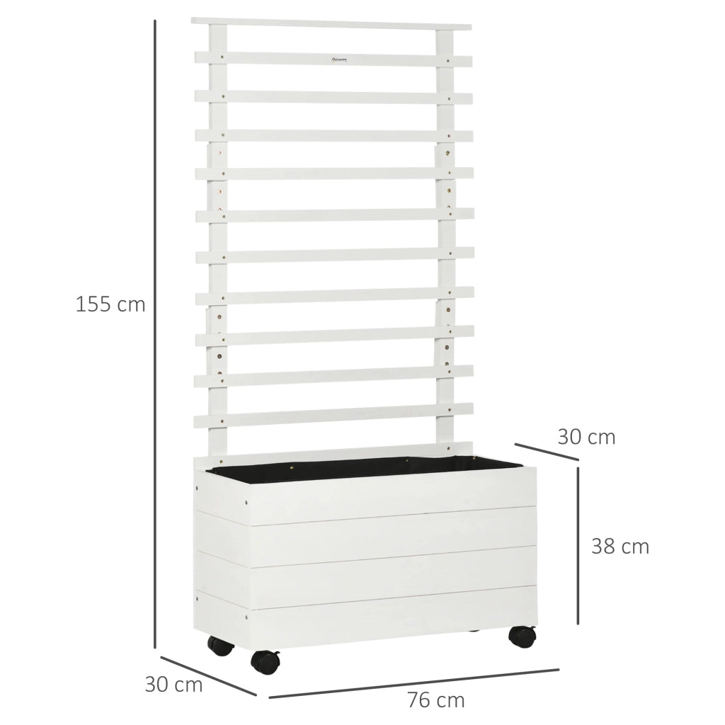 Fioriera da Esterno 76x30x155 cm con Grigliato per Rampicanti in Legno Bianco