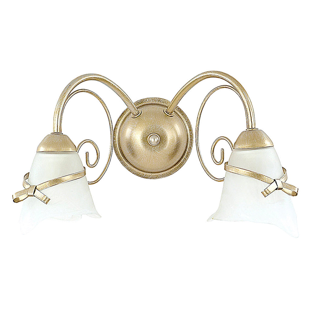 Applique Kokarda oro patinato doppia 2 vetri E14 Luminex