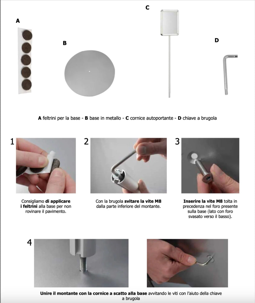 Porta Comunicazioni con Cornice A4 - Monofacciale Alluminio