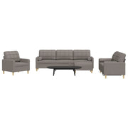 Set Divani 4 pz con Poggiapiedi e Cuscini Tortora in Tessuto