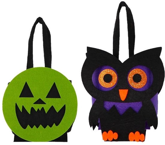 Zak da Halloween per 2 pezzi - Sacchi per dolci riutilizzabili - Tazze per Halloween - Materiale ecocompatibile - Peso leggero - Disegno unico - Sacchetti per dolci