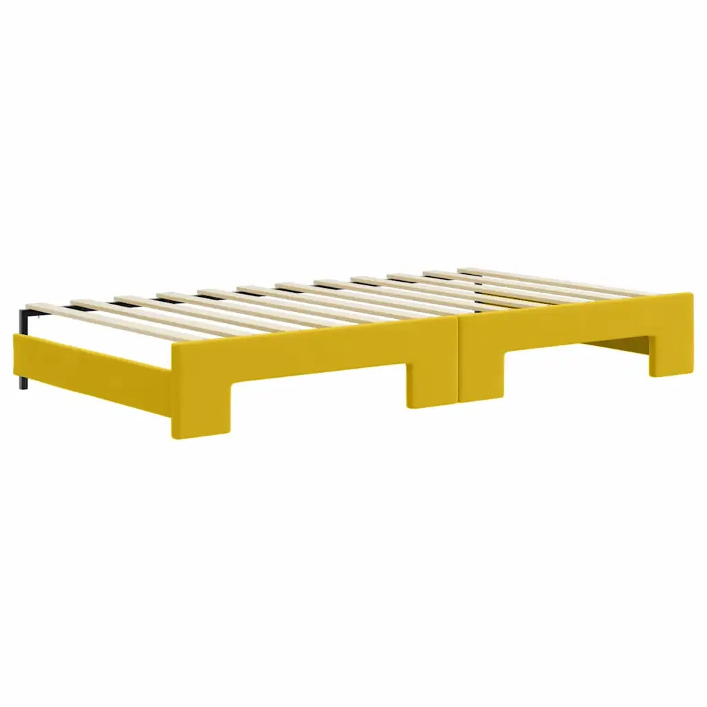 Divano Letto Estraibile con Cassetti-Sofa Letto-Daybed Giallo 100x200cm Velluto 776814