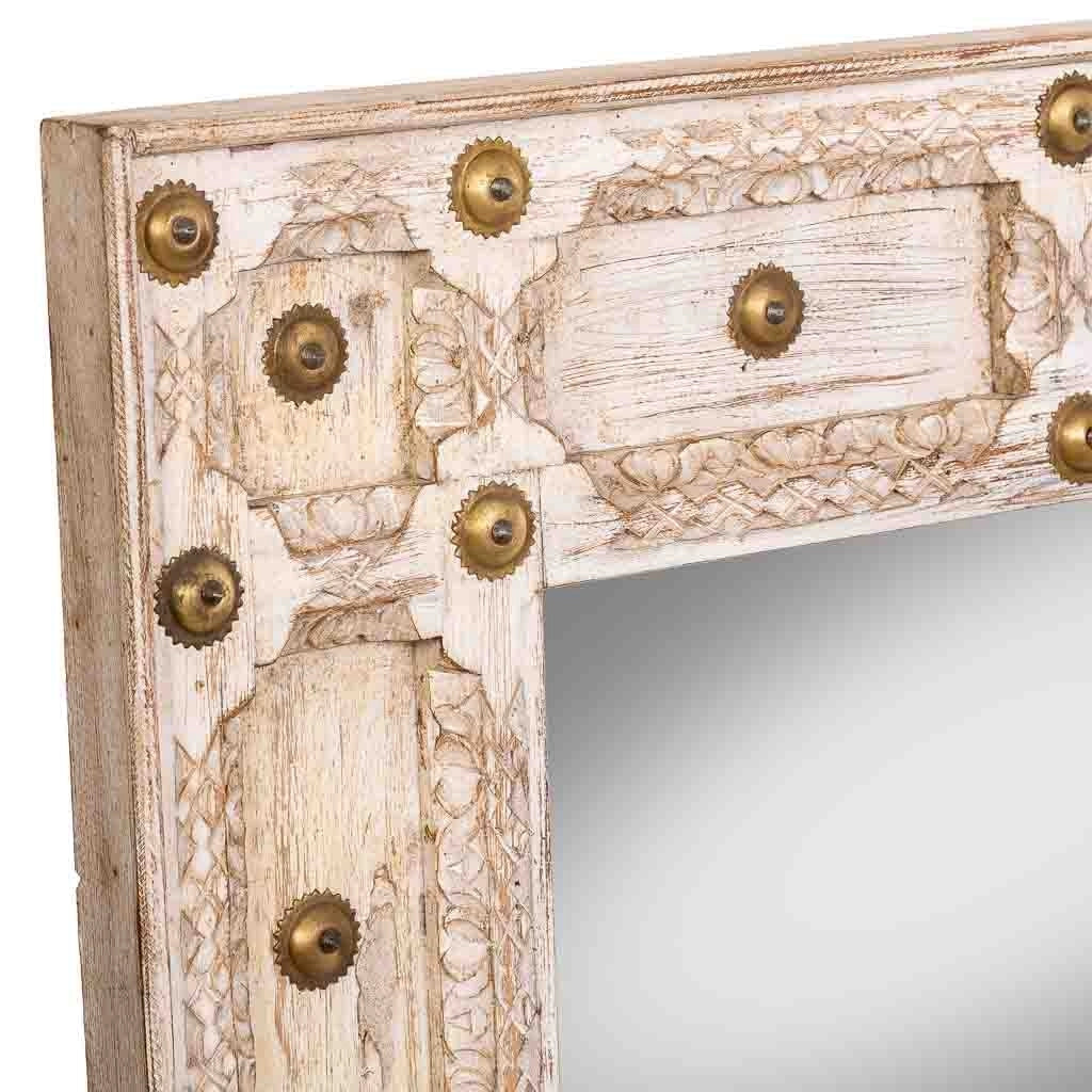 Specchio in legno marrone fatto a mano, 80x4x107h cm