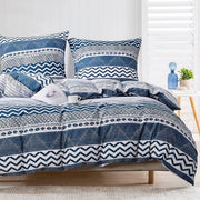 Set di lenzuola geometriche a righe blu e bianche in microfibra 200x220 cm