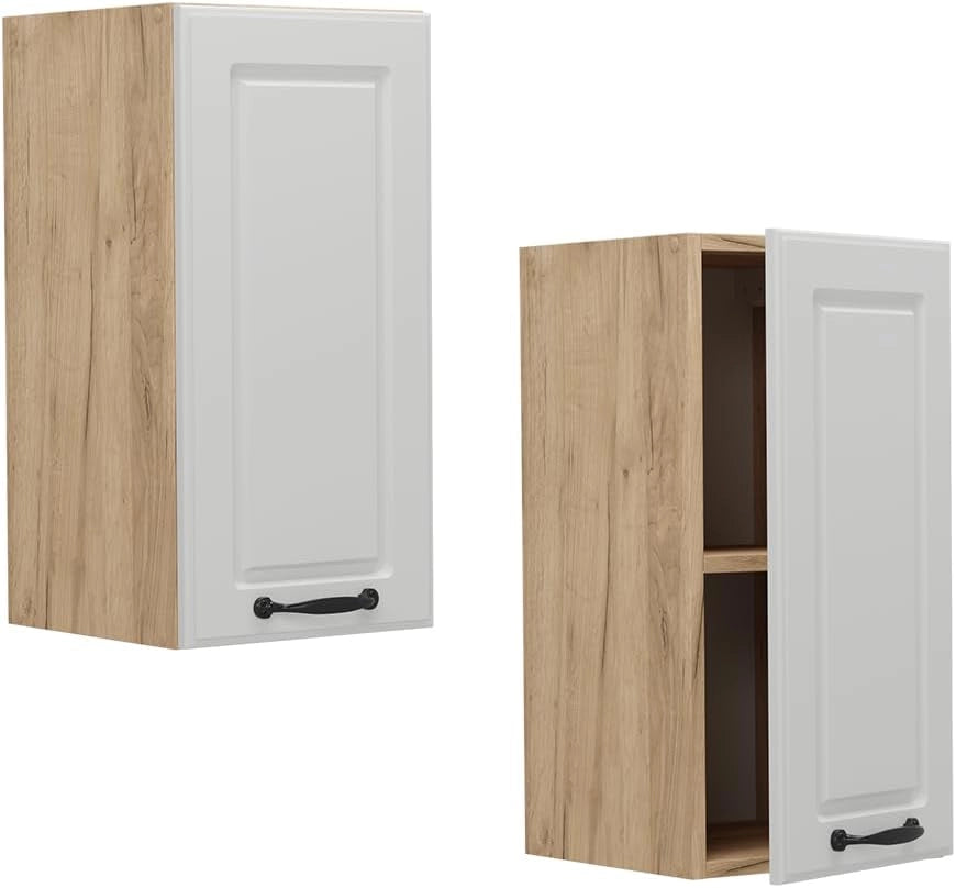 Pensile da cucina R-Line, Bianco casa di campagna, 30 cm