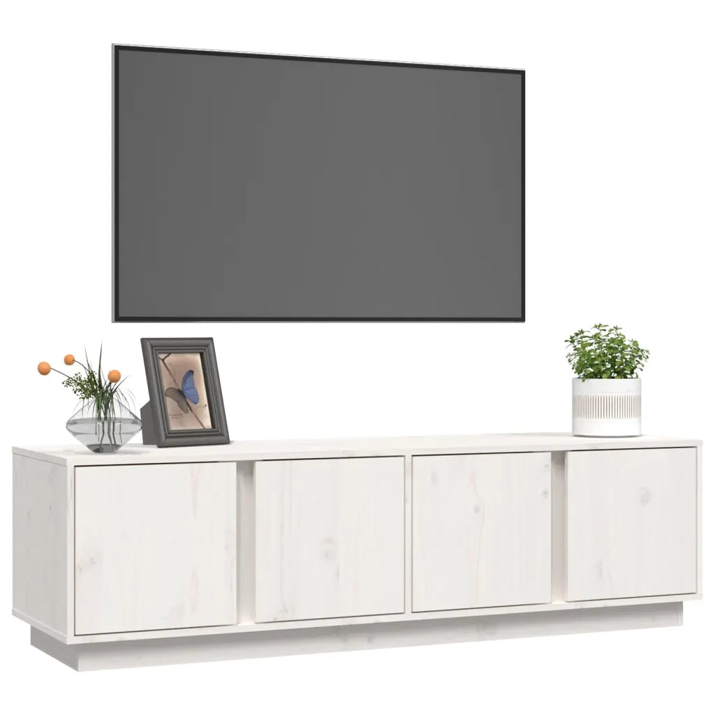 Mobile Porta TV Bianco 140x40x40 cm in Legno Massello di Pino 814460