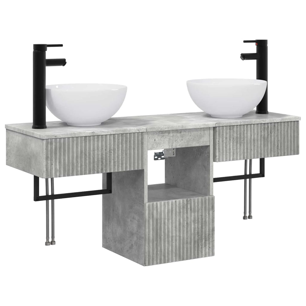 Set di mobili per il bagno 3 pz Grigio Cemento 3405590