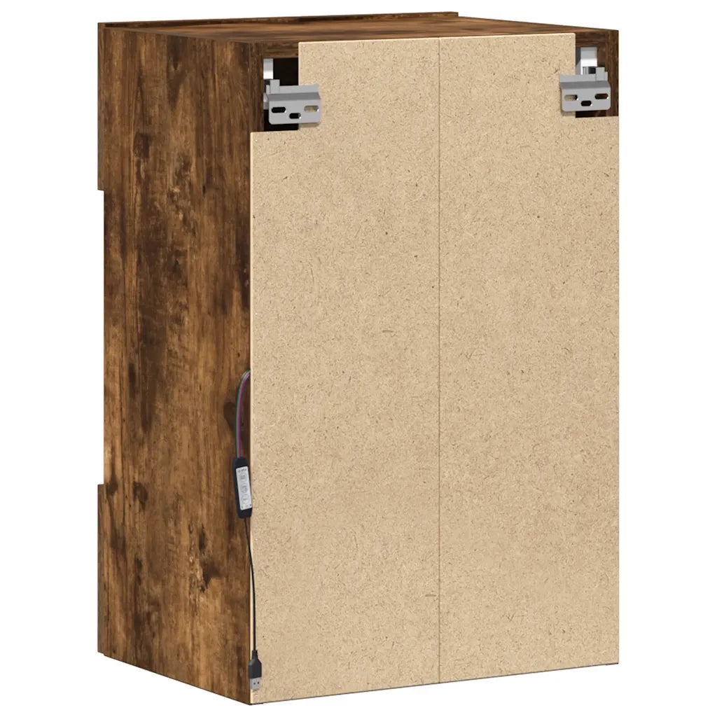 Mobili da parete con luci LED per TV 2pz | Armadietto TV | Mobile Porta TV Rovere Fumo 40x30x60,5 cm