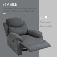 Poltrona Relax Manuale Ergonomica in Tessuto, Poltrona Reclinabile a 150° e Poggiapiedi per Casa e Ufficio, 93x88x102cm, Grigio Scuro