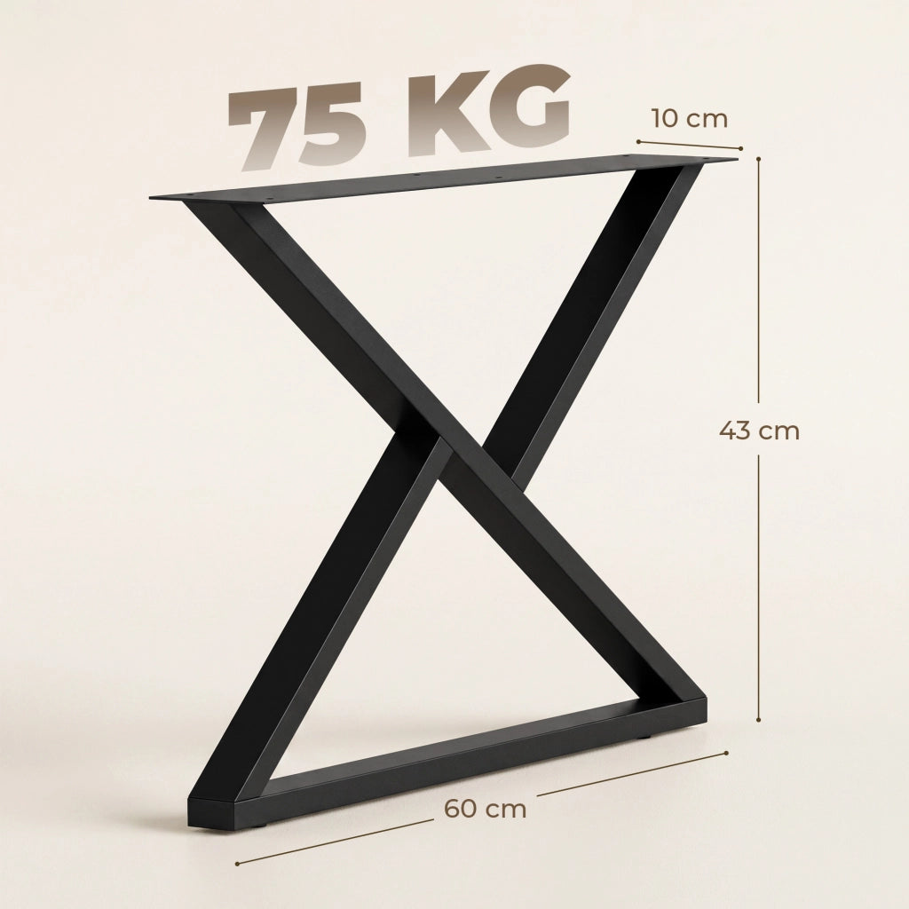 Gambe per Tavolo in Acciaio Nero a X ¨C Zephmum ¨C Regolabili, Stile Industriale