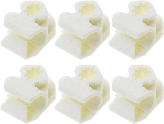 Set di Clip per Cavi - Kit di Connettore - Materiale Plastico - Fissaggio al Pannello di Controllo - Utilizzo Universale - Bianco - Pacchetto da 6 Unità